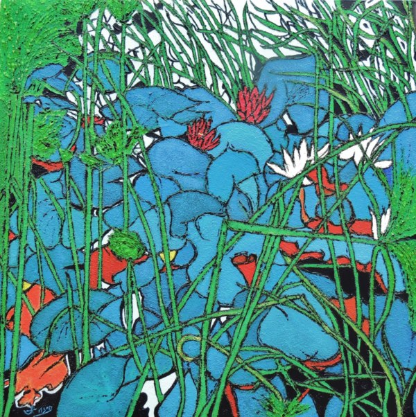 Nénuphars Bleus - Acrylique 80 X 80 - Juin 2013