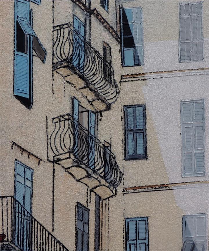 Balcons à Nice - Acrylique 55 X 46 - Septembre 2014