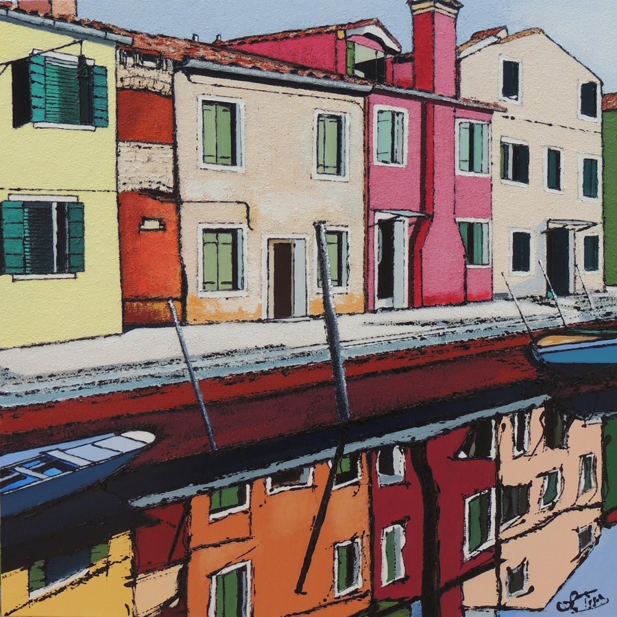 Façades à Burano - Acrylique 70 X 70 - Décembre 2012