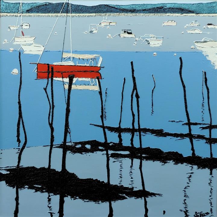 L'Herbe - Bassin d'Arcachon - Acrylique 80 X 80 - Octobre 2017.