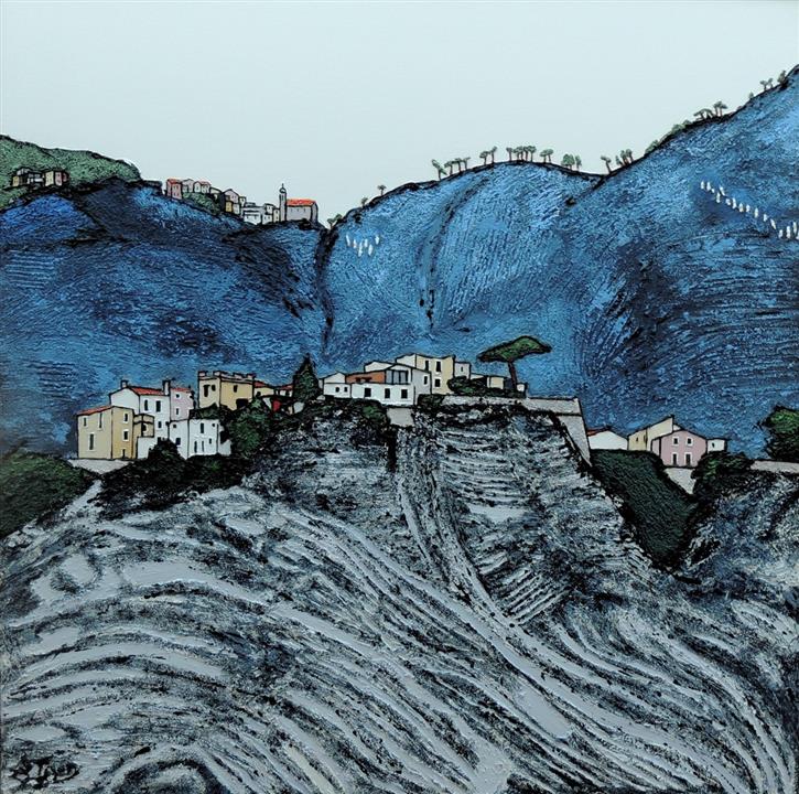 La côte des Cinque Terre - Acrylique 70 X 70 - Février 2018