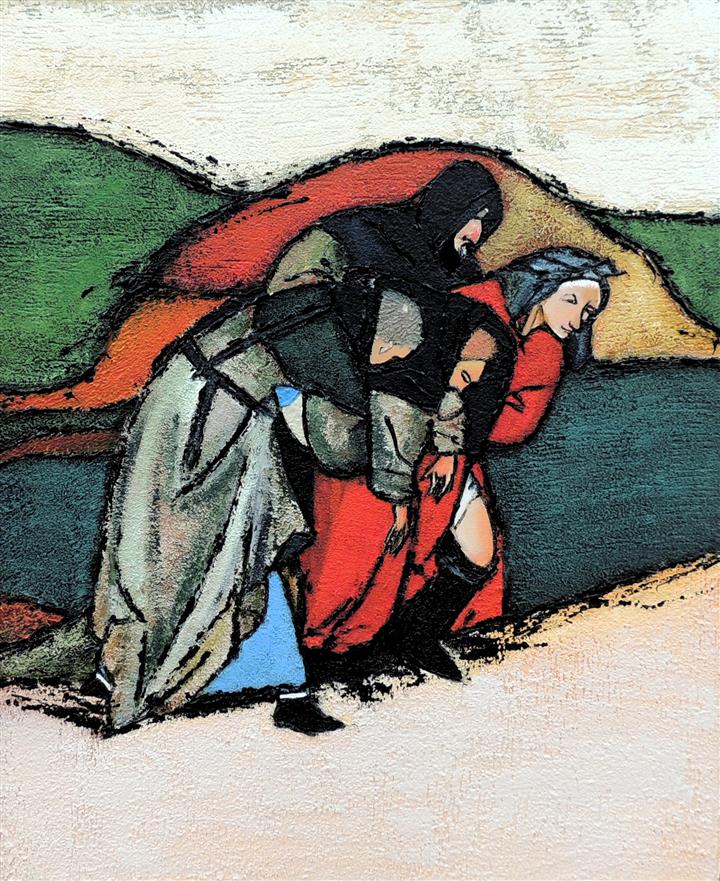 La mêlée d'après J. Bosch - Acrylique 65 X 54 - Septembre 2017