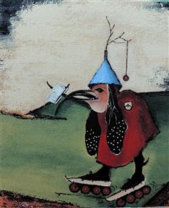 Le messager du futur d'après J. Bosch - Acrylique 65 X 54 - Décembre 2016