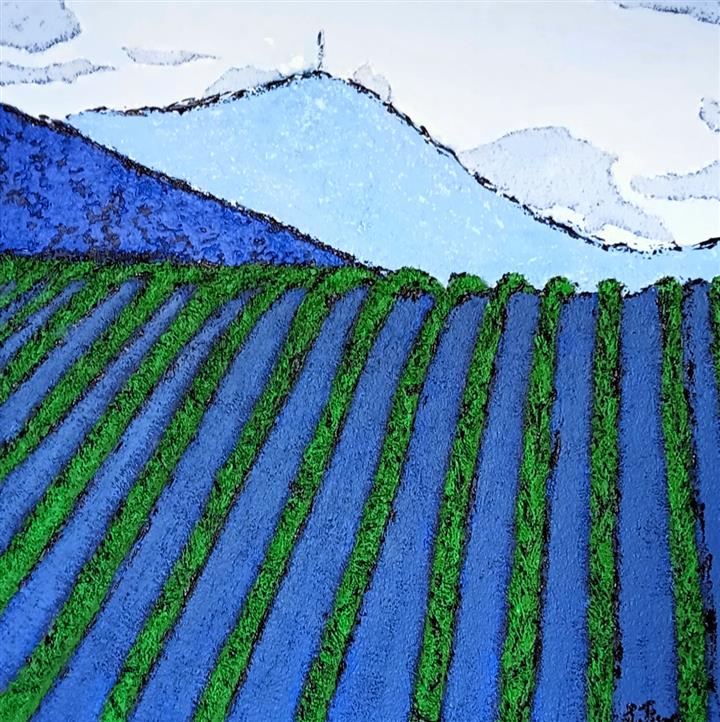 Le Puy de Dôme vu d'Orcet - acrylique 50 X 50 - Juillet 2023