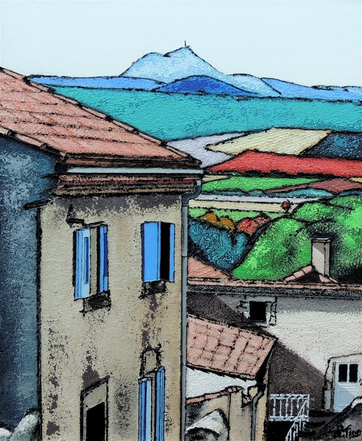 Le Puy de Dôme vu du haut de Cournon - Acrylique 73 X 60 - Janvier 2017