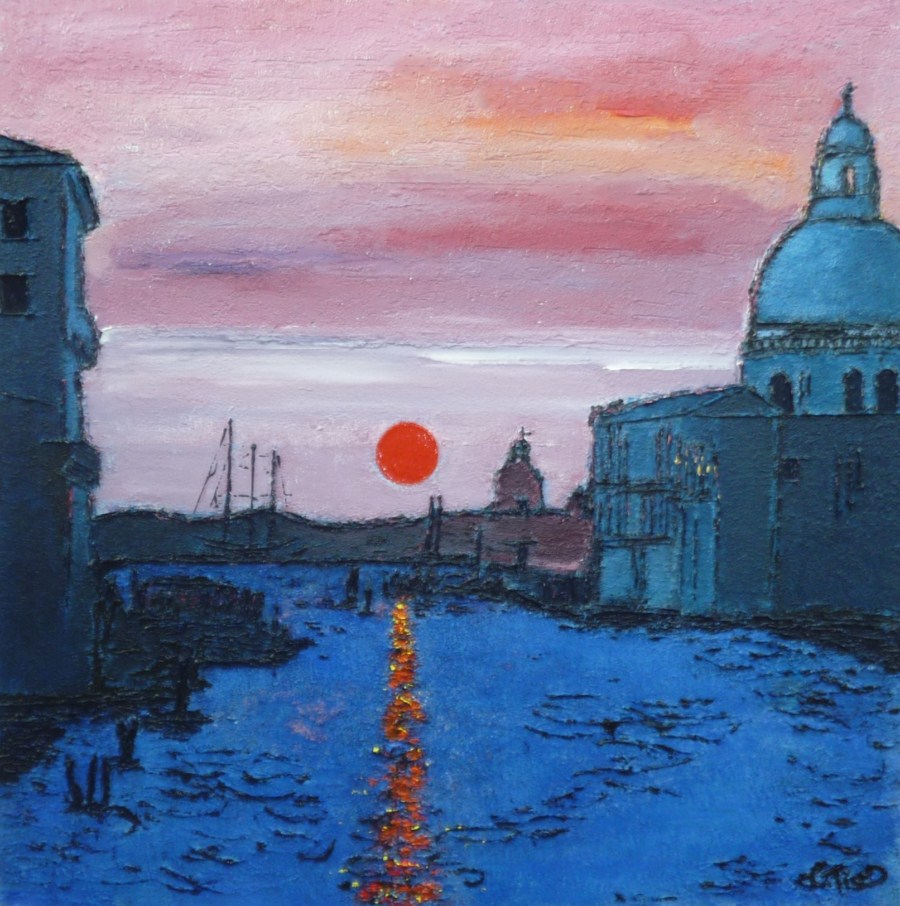 Lever de soleil sur le grand canal - Acrylique 80 X 80 - Janvier2012