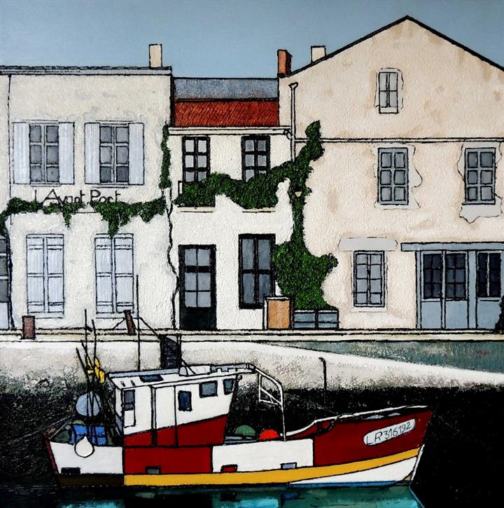 Port de St Martin en Ré - Acrylique 80 X 80 - Janvier 2024