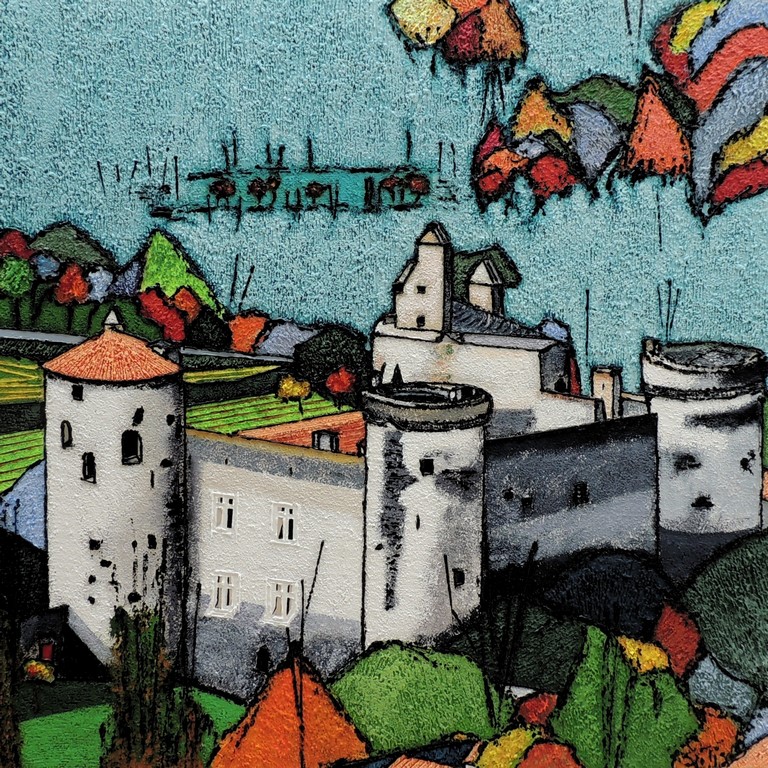Saint Vidal - Le Château - Acrylique 70 X 70 - Juin 2018