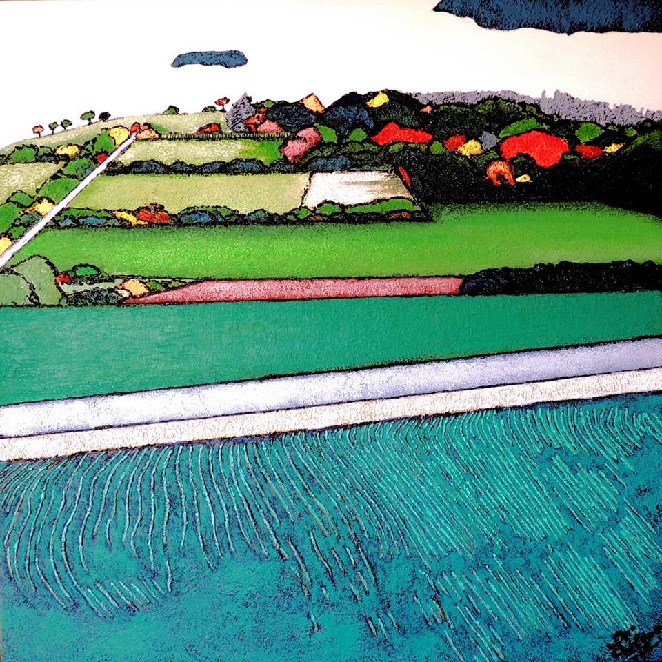 Sur la route vers St-Vidal - Acrylique 70 X 70 - Juillet 2021