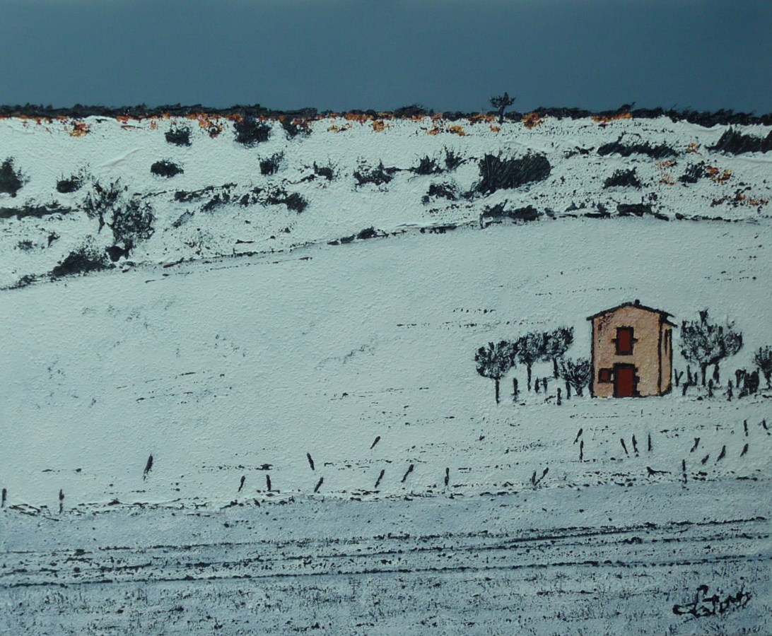 Tonne au pied d'Anzelle sous la neige - Acrylique 50 X 61 - Mars 2012