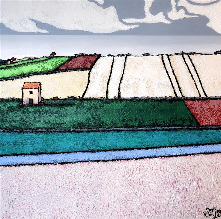 Tonne en Auvergne - Acrylique 70 X 70 - Avril 2021